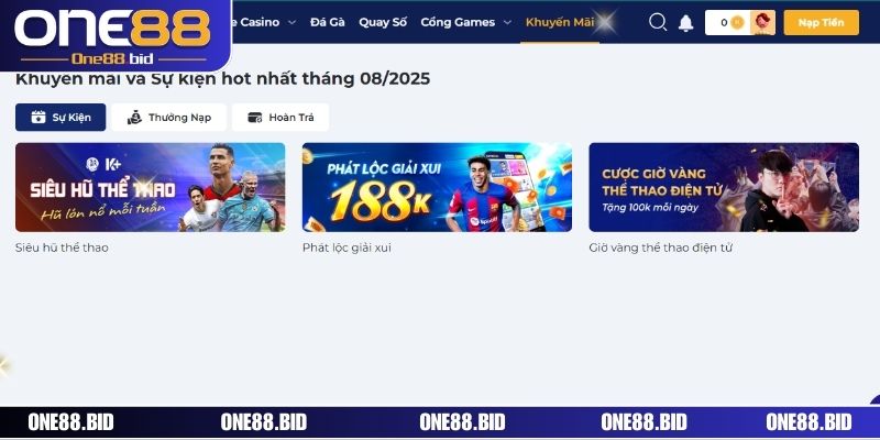 Cách nhận khuyến mãi ONE88 chi tiết 