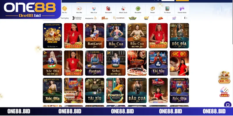 Live Casino ONE88 thu hút người chơi nhờ vào những trò chơi hấp dẫn 